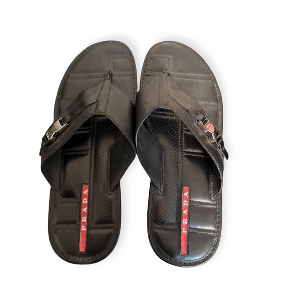 Prada Linea Rossa Leather Sandals.